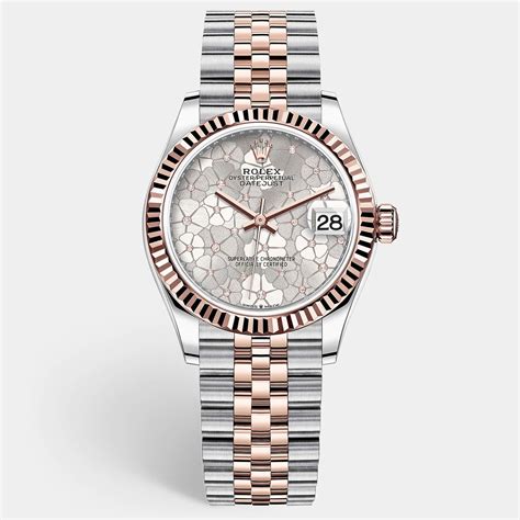 Rolex Datejust 18k Rose Gold/Steel & Diamond Floral Dial